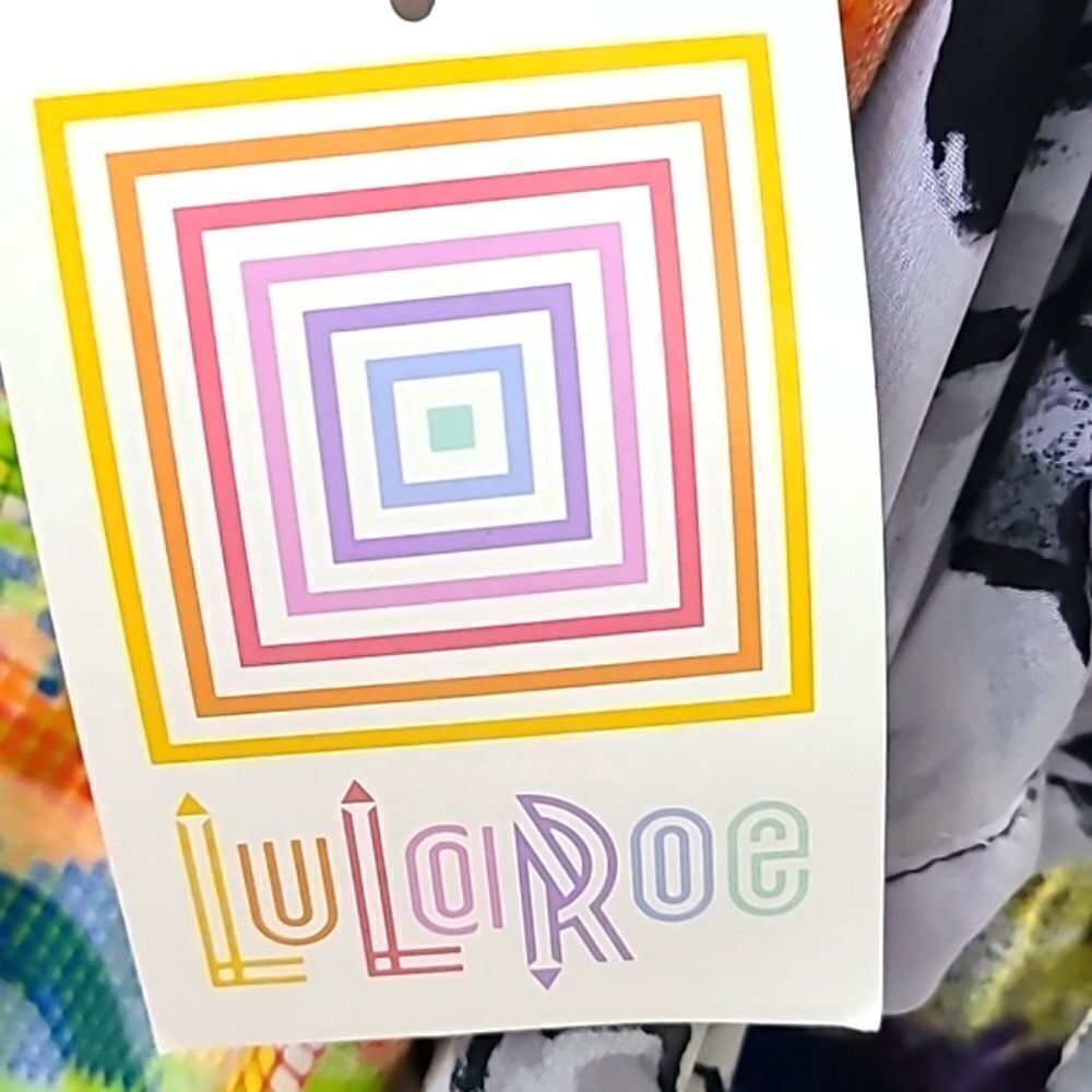 LulaRoe High-Low Irma Top, Yellow, Blue & Orange, Fabric Stripes, Size XXS, NWT - Picture 7 of 7